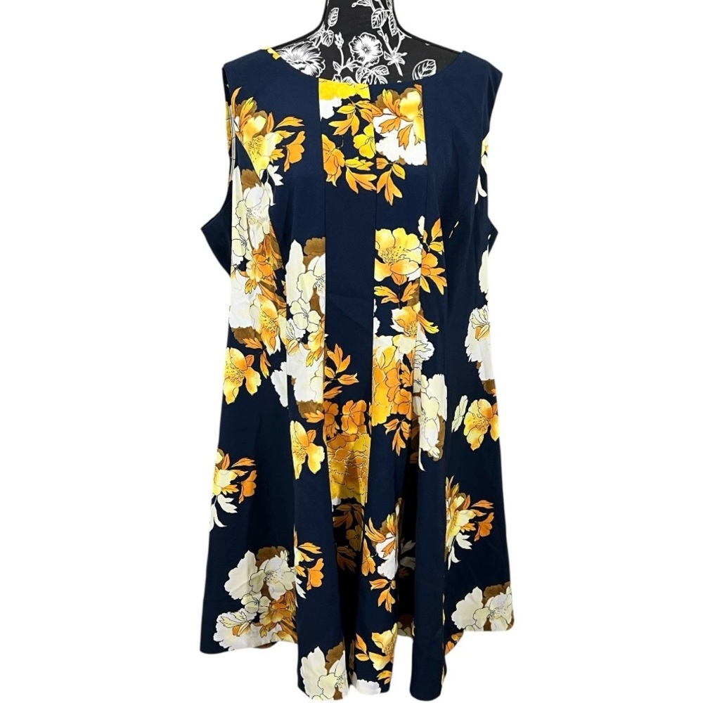 Dress Barn Navy and Yellow Floral Mini Dress
